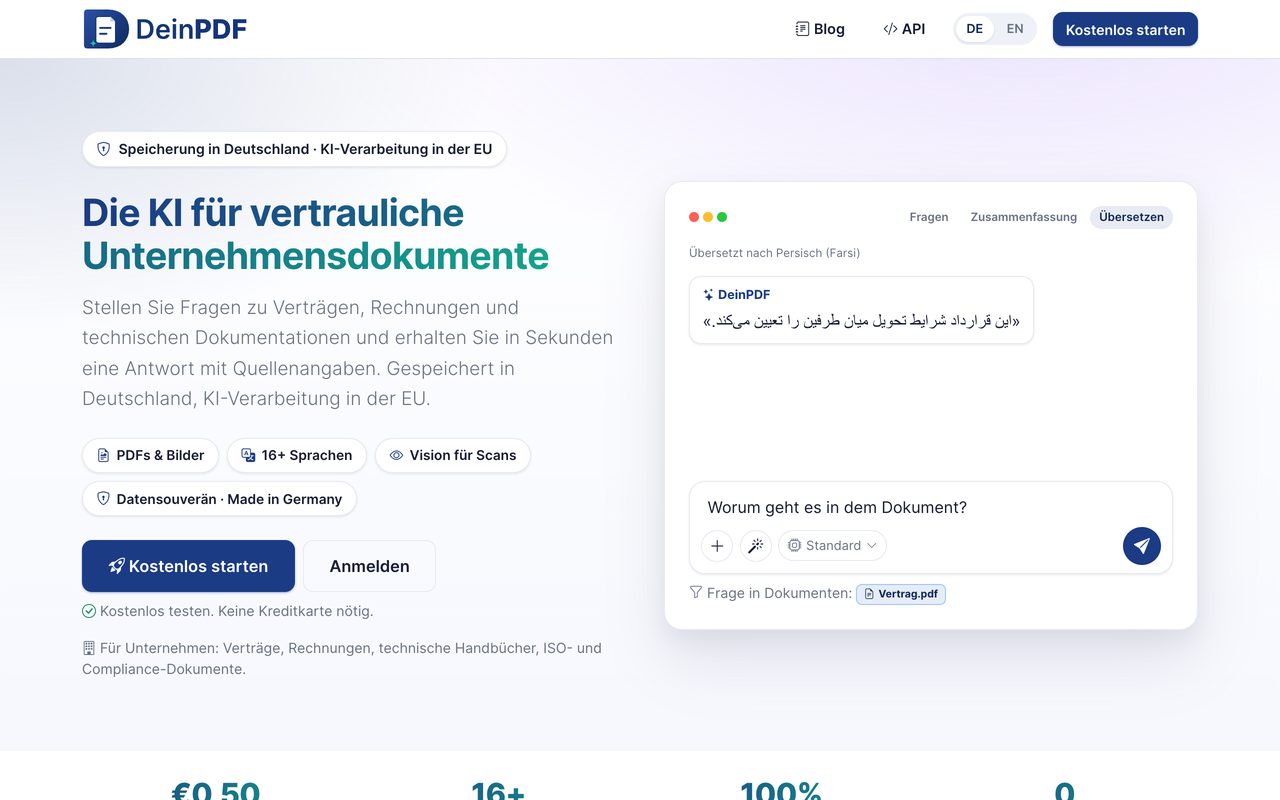 DeinPDF: aktueller Screenshot der Website