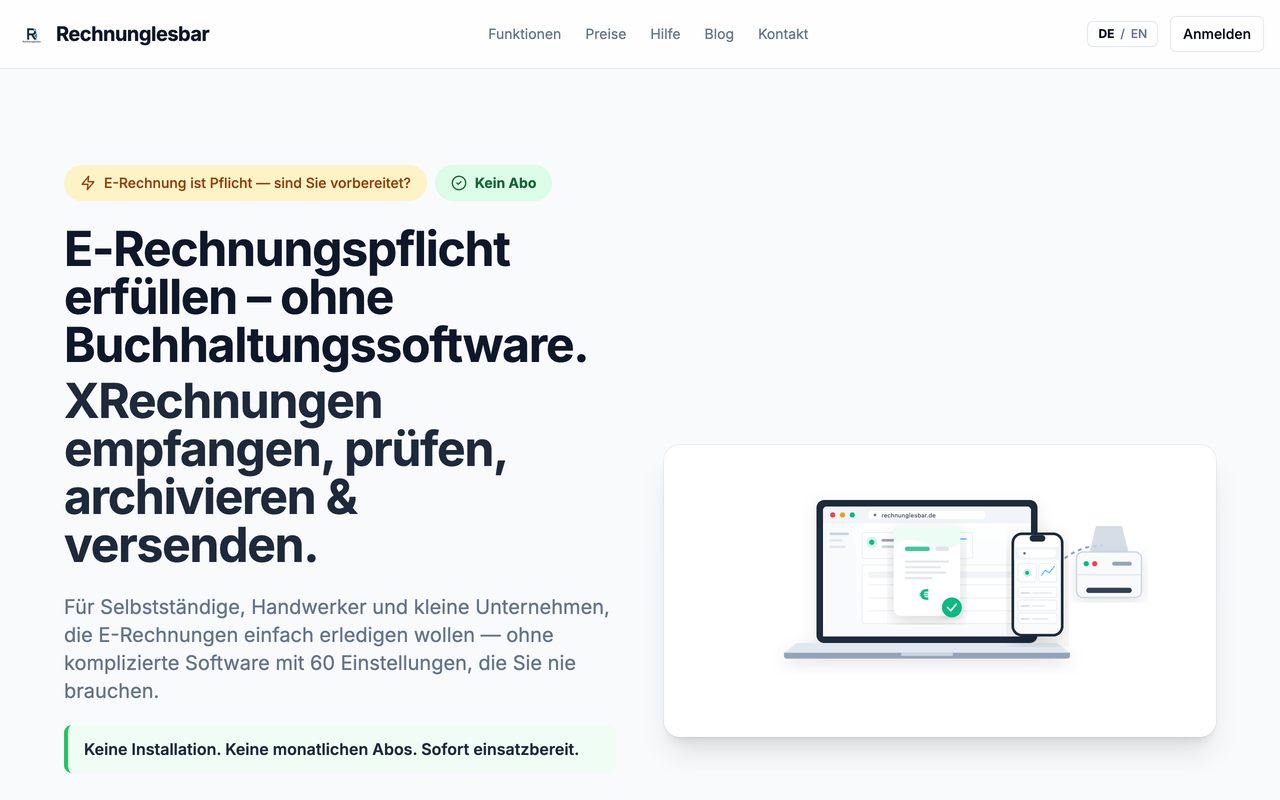 Rechnunglesbar: aktueller Screenshot der Website