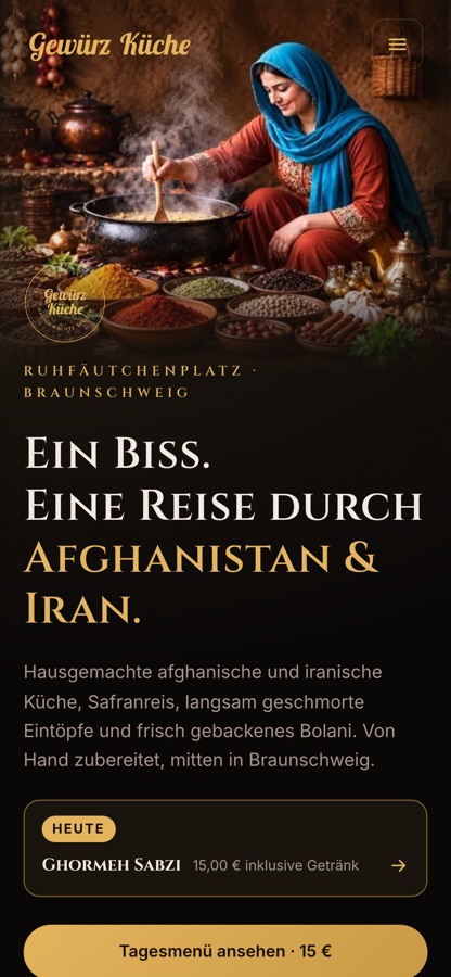 The same website on a phone